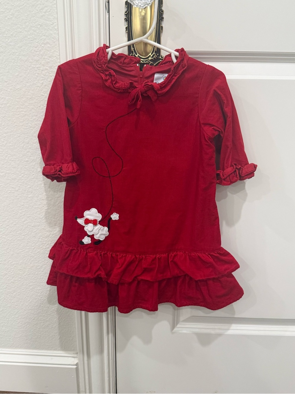 Girls Florence Eiseman Red Corduroy Poodle Dress Ruffle Tiered 3T